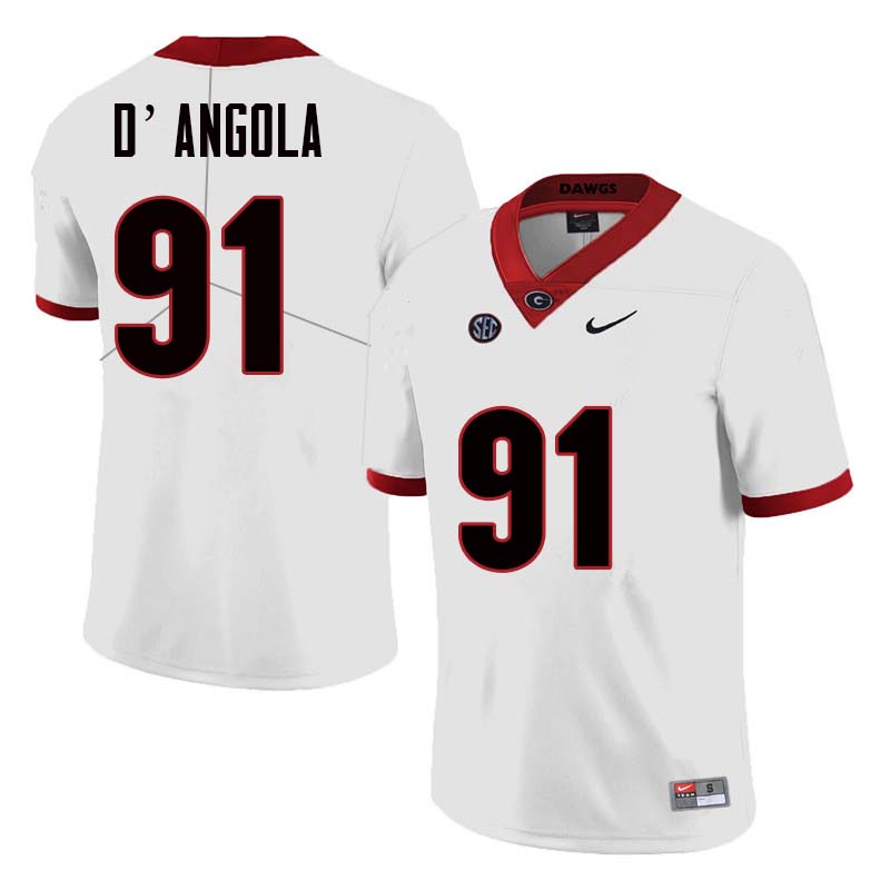 Men Georgia Bulldogs #91 Michael D'Angola College Football Jerseys Sale-White